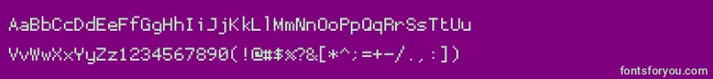 Proggytinysz-Schriftart – Grüne Schriften auf violettem Hintergrund