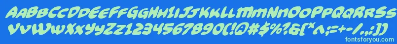 Funnypagessuperital Font – Green Fonts on Blue Background