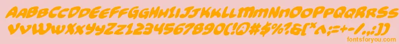 Funnypagessuperital-Schriftart – Orangefarbene Schriften auf rosa Hintergrund