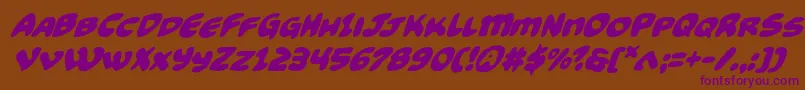 Funnypagessuperital Font – Purple Fonts on Brown Background