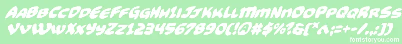 Funnypagessuperital Font – White Fonts on Green Background