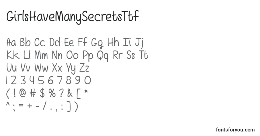 GirlsHaveManySecretsTtfフォント–アルファベット、数字、特殊文字