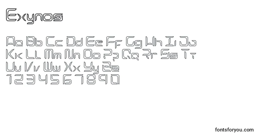 Fuente Exynos - alfabeto, números, caracteres especiales