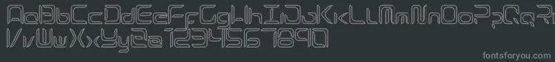 Exynos-fontti – harmaat kirjasimet mustalla taustalla