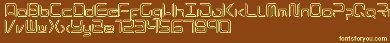 Exynos-fontti – keltaiset fontit ruskealla taustalla