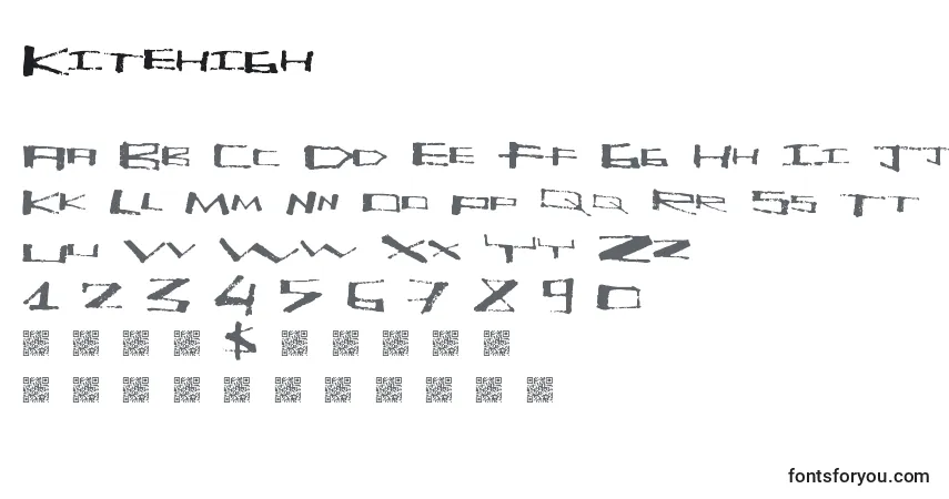 A fonte Kitehigh – alfabeto, números, caracteres especiais