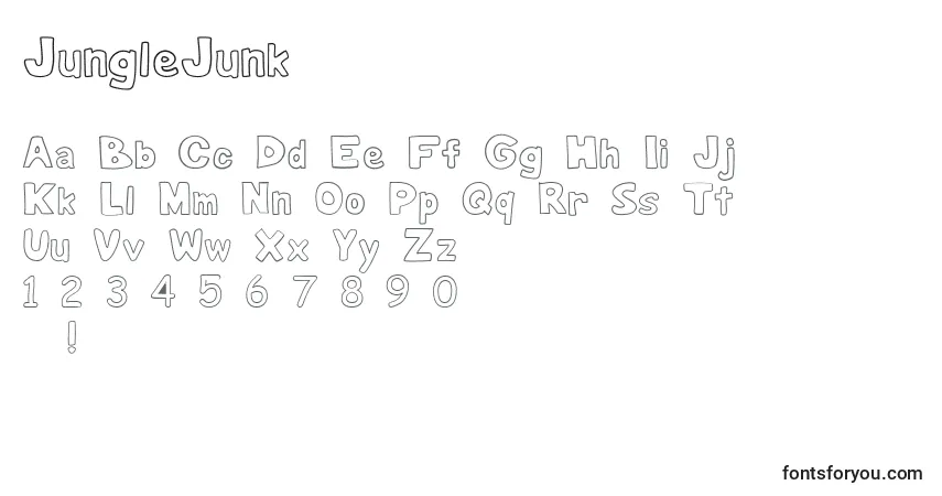 Schriftart JungleJunk – Alphabet, Zahlen, spezielle Symbole