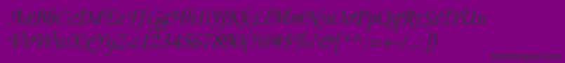 ItcZapfChanceryLtMediumItalic-Schriftart – Schwarze Schriften auf violettem Hintergrund