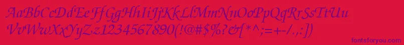 ItcZapfChanceryLtMediumItalic Font – Purple Fonts on Red Background