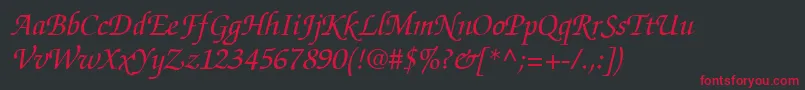 ItcZapfChanceryLtMediumItalic Font – Red Fonts on Black Background