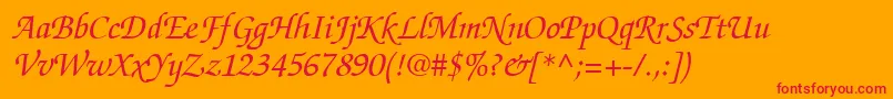 ItcZapfChanceryLtMediumItalic Font – Red Fonts on Orange Background