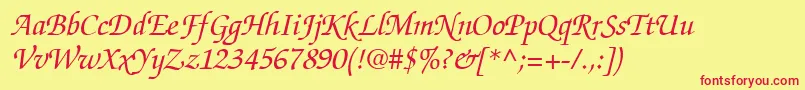 ItcZapfChanceryLtMediumItalic Font – Red Fonts on Yellow Background