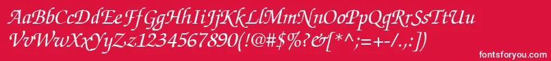 ItcZapfChanceryLtMediumItalic Font – White Fonts on Red Background