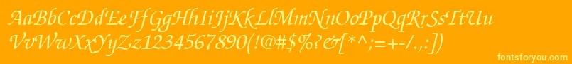 ItcZapfChanceryLtMediumItalic-Schriftart – Gelbe Schriften auf orangefarbenem Hintergrund