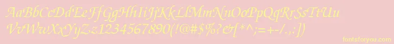 ItcZapfChanceryLtMediumItalic-Schriftart – Gelbe Schriften auf rosa Hintergrund