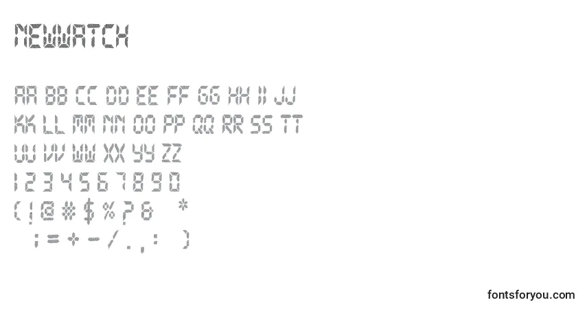 Шрифт NewWatch – алфавит, цифры, специальные символы