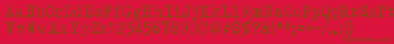 Kirjainkone-Schriftart – Braune Schriften auf rotem Hintergrund