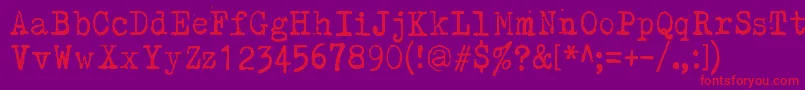 Czcionka Kirjainkone – czerwone czcionki na fioletowym tle