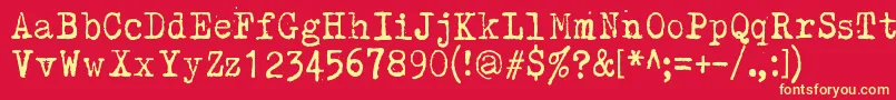 Fonte Kirjainkone – fontes amarelas em um fundo vermelho