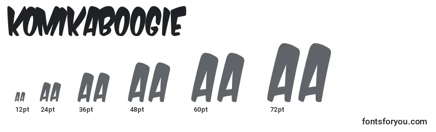 Размеры шрифта KomikaBoogie