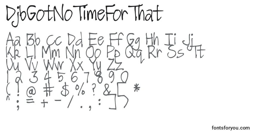 Шрифт DjbGotNoTimeForThat – алфавит, цифры, специальные символы