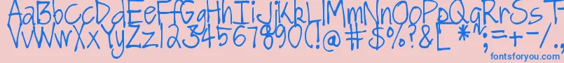 DjbGotNoTimeForThat-Schriftart – Blaue Schriften auf rosa Hintergrund