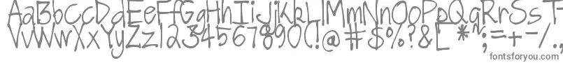 DjbGotNoTimeForThat-fontti – harmaat kirjasimet valkoisella taustalla