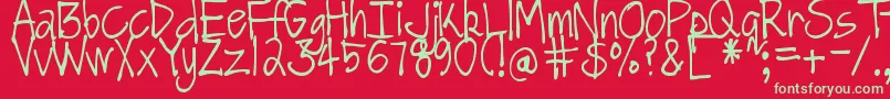 フォントDjbGotNoTimeForThat – 赤い背景に緑の文字