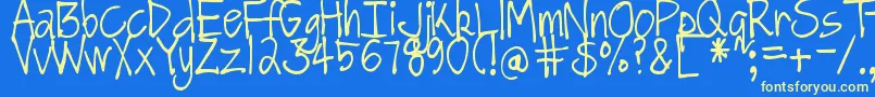DjbGotNoTimeForThat-Schriftart – Gelbe Schriften auf blauem Hintergrund