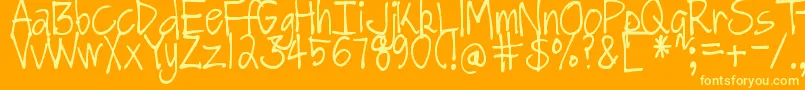DjbGotNoTimeForThat-Schriftart – Gelbe Schriften auf orangefarbenem Hintergrund