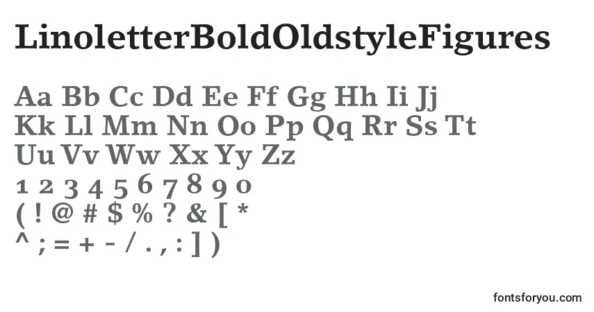 A fonte LinoletterBoldOldstyleFigures – alfabeto, números, caracteres especiais