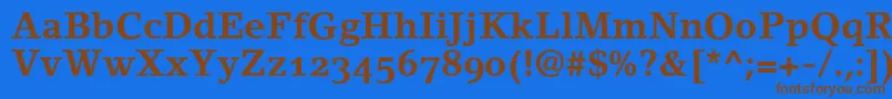 フォントLinoletterBoldOldstyleFigures – 茶色の文字が青い背景にあります。