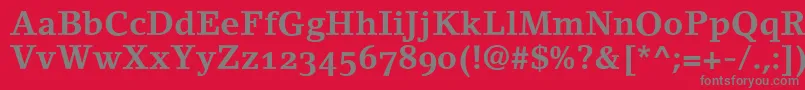 LinoletterBoldOldstyleFigures-Schriftart – Graue Schriften auf rotem Hintergrund