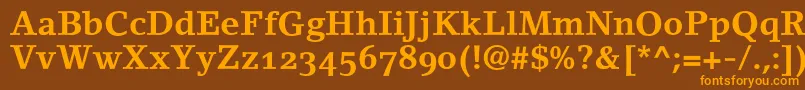 LinoletterBoldOldstyleFigures-Schriftart – Orangefarbene Schriften auf braunem Hintergrund