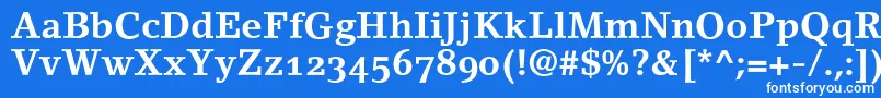 Czcionka LinoletterBoldOldstyleFigures – białe czcionki na niebieskim tle