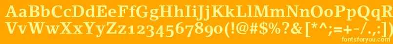 LinoletterBoldOldstyleFigures-Schriftart – Gelbe Schriften auf orangefarbenem Hintergrund