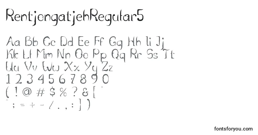 Schriftart RentjongatjehRegular5 – Alphabet, Zahlen, spezielle Symbole