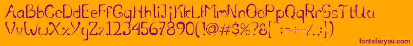 RentjongatjehRegular5-Schriftart – Violette Schriften auf orangefarbenem Hintergrund