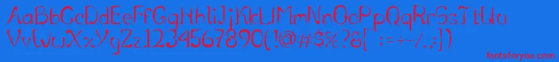 RentjongatjehRegular5-fontti – punaiset fontit sinisellä taustalla