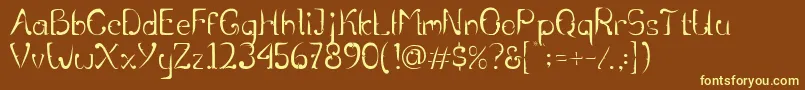 RentjongatjehRegular5-fontti – keltaiset fontit ruskealla taustalla