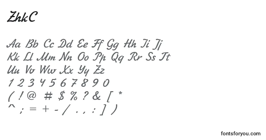 Schriftart ZhkC – Alphabet, Zahlen, spezielle Symbole