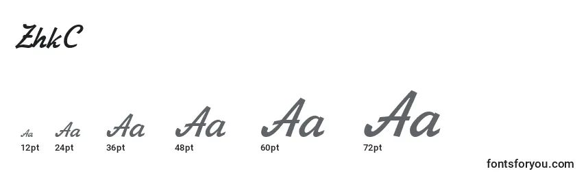 Размеры шрифта ZhkC