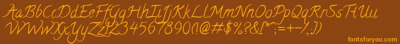 Calligraffiti-Schriftart – Orangefarbene Schriften auf braunem Hintergrund