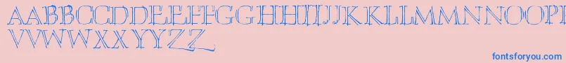 Umberette-Schriftart – Blaue Schriften auf rosa Hintergrund