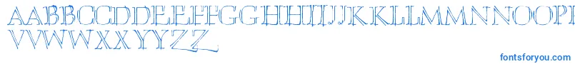 Umberette-Schriftart – Blaue Schriften auf weißem Hintergrund