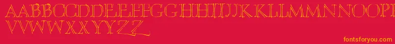 Umberette-Schriftart – Orangefarbene Schriften auf rotem Hintergrund