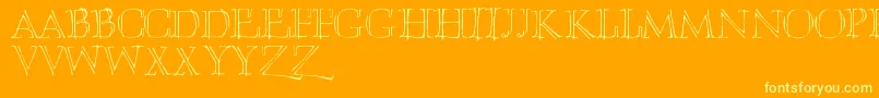 Fonte Umberette – fontes amarelas em um fundo laranja