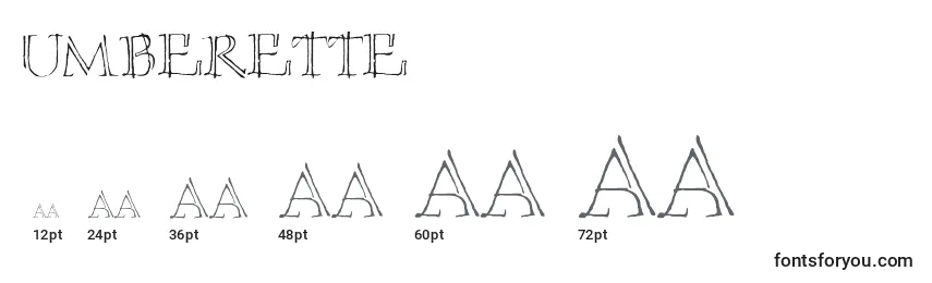 Размеры шрифта Umberette