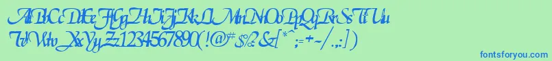 Czcionka RoslagenRegular – niebieskie czcionki na zielonym tle