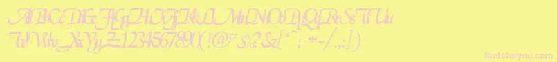 RoslagenRegular-fontti – vaaleanpunaiset fontit keltaisella taustalla